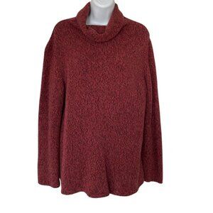 Pure Cashmere Cowl Neck Red Marled Sweater Sz XL Long sleeve Lagenlook